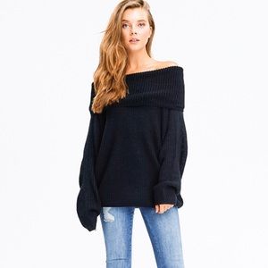 Women’s Black knit bubble sleeve sweater